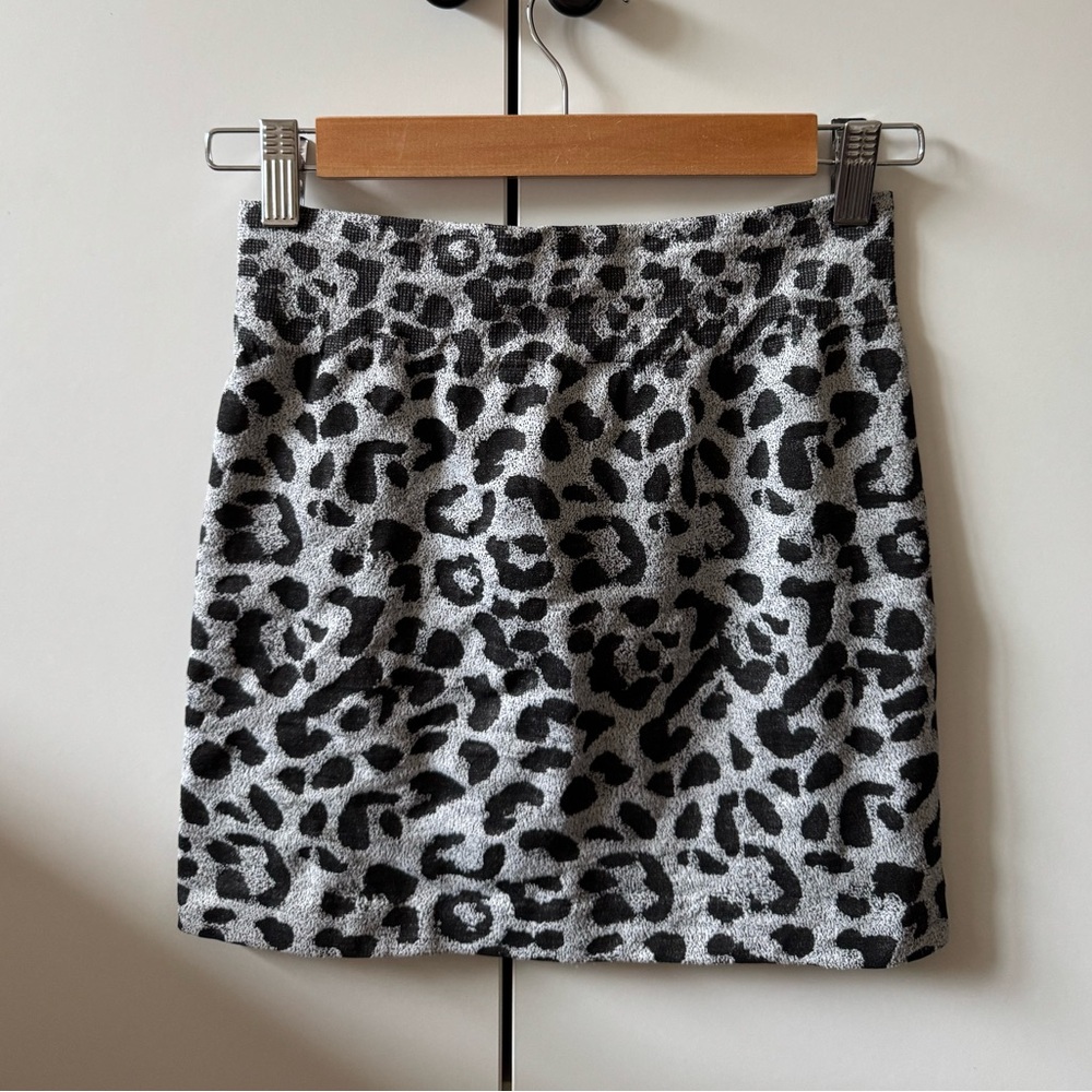 Black and Gray Leopard Mini Skirt